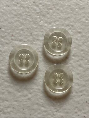 Lot 3 Clear Plastic Buttons 4 Hole Design 5/8” Diameter Sewing Crafts